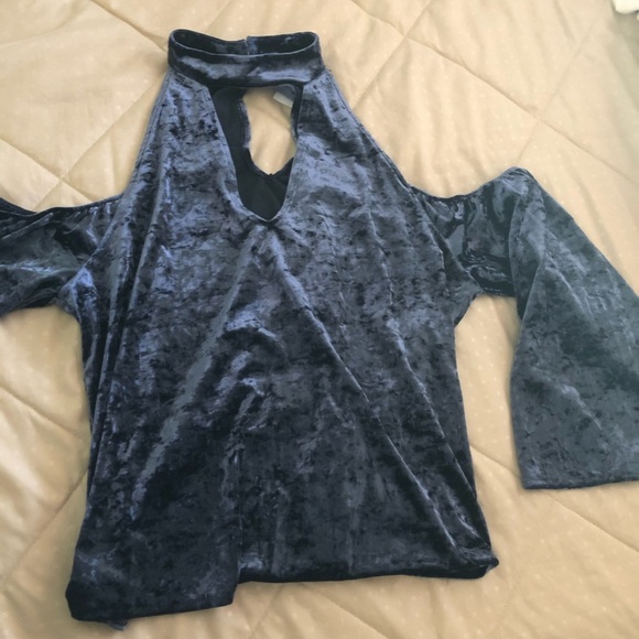 NWT American Eagle Blue Velvet Choker Top large - Picture 6 of 6